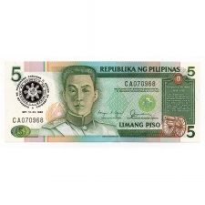 Fülöp-szigetek 5 Piso Bankjegy 1986 P175b