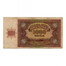 Horvátország 1000 Kuna Bankjegy 1941 P4a VG