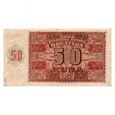 Horvátország 50 Kuna Bankjegy 1941 P1a gVF