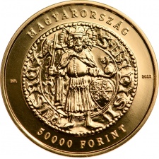 Hunyadi János aranyforintja 50000 Forint 2022 PIEDFORT Au 13,96g