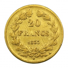I. Lajos Fülöp 20 Frank 1833 A
