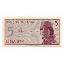 Indonézia 5 Sen Bankjegy 1964 P91a