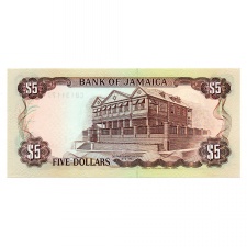 Jamaica 5 Dollár Bankjegy 1991 P70d
