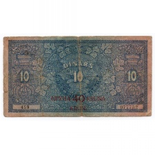 Jugoszlávia 10 Dinár 40 Korona bélyegzéssel Bankjegy 1919 P17