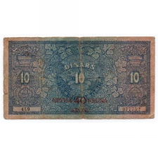 Jugoszlávia 10 Dinár 40 Korona bélyegzéssel Bankjegy 1919 P17