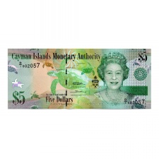 Kajmán-szigetek 5 Dollár Bankjegy 2010 P39a