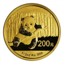 Kína Arany Panda 200 Yuan 2014 1/2 uncia színarany