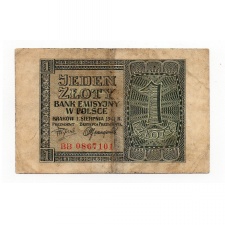 Lengyelország 1 Zloty Bankjegy 1941 P99b M99b