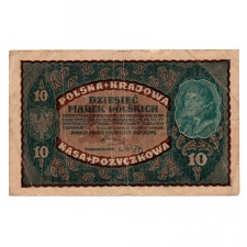 Lengyelország 10 Márka Bankjegy 1919 P25 M25a 1 betű