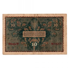 Lengyelország 10 Márka Bankjegy 1919 P25 M25a 1 betű