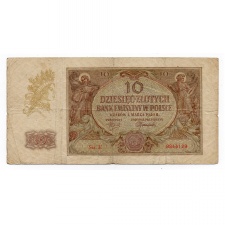 Lengyelország 10 Zloty Bankjegy 1940 P94a M94a
