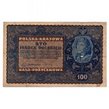 Lengyelország 100 Márka Bankjegy 1919 P27 M27c