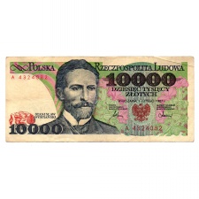 Lengyelország 10000 Zloty Bankjegy 1987 P151a L169a A sorozat