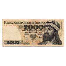 Lengyelország 2000 Zloty Bankjegy 1979 P147b L155bb
