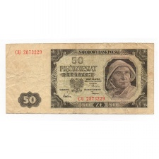 Lengyelország 50 Zloty Bankjegy 1948 P138a M138g