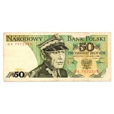 Lengyelország 50 Zloty Bankjegy 1988 P142c L170aa