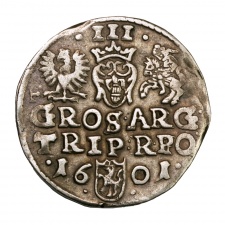 Lengyelország III. Zsigmond (Vasa) 3 Garas Trojak 1601 F Wschowa