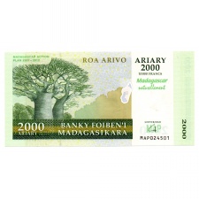 Madagaszkár 2000 Ariary Bankjegy 2007 P93a Emlék kiadás