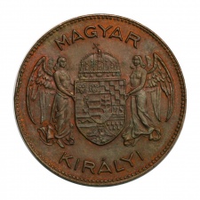 Magyar Királyság 5 Korona 1922 Próbaveret Bronz 