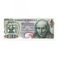 Mexikó 10 Peso Bankjegy 1975 P63h