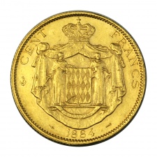Monacó III. Károly herceg arany 100 Frank 1884 A