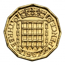 Nagy-Britannia aranyozott 3 Pence 1967