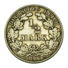 Német Birodalmi 1/2 Márka 1908 D