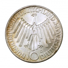 Németország 10 Márka 1972 D Müncheni Olimpia IN DEUTSCHLAND
