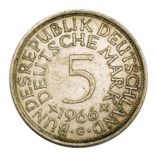 Németország ezüst 5 Márka 1966 G 
