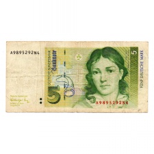 Németország 5 Márka Bankjegy 1991
