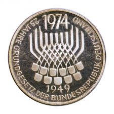 Németország ezüst 5 Márka 1974 F Grundgesetz Proof