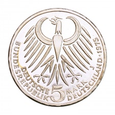 Németország ezüst 5 Márka 1975 J Friedrich Ebert Proof