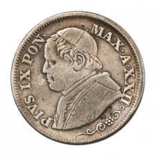 Olaszország IX Piusz Pápa 10 Soldi 1868