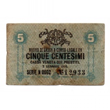 Olaszország Velence 5 Centesimi Bankjegy 1918 PSM1 VG-F