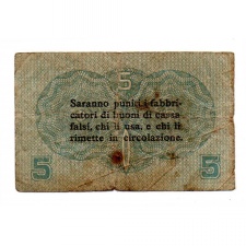 Olaszország Velence 5 Centesimi Bankjegy 1918 PSM1 VG-F