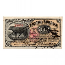 Paraguay 10 Centavos Bankjegy 1886 PS142a RITKA