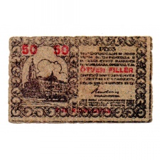 Pécs város Házipénztár  50 Fillér pénztárjegy 1919 2. kiadás