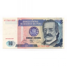 Peru 10 Intis Bankjegy 1987