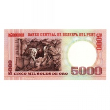 Peru 5000 Sol Bankjegy 1985 P117c