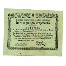 Rozsnyó 3 Pengő krajczárra 1849 varosi és vizsza tévnyomat