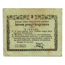 Rozsnyó 3 Pengő krajczárra 1849 eltérő keret és beváltandók