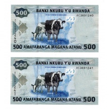 Ruanda 500 Frank Bankjegy 2013 P38 sorszámkövető pár