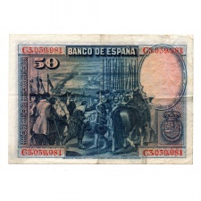 Spanyolország 50 Peseta Bankjegy 1928 P75b
