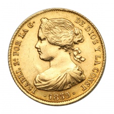 Spanyolország II. Isabella 100 Reales 1859