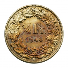 Svájc ezüst 1/2 Frank 1940 B
