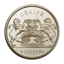 Svájc 5 Frank 1859 Schützentaler Zürich