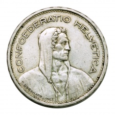 Svájc ezüst 5 Frank 1939 B