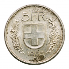 Svájc ezüst 5 Frank 1965 B