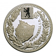 Svájc Appenzell 1 uncia színezüst emlékérem PP
