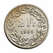 Svájc ezüst 2 Frank 1909 B